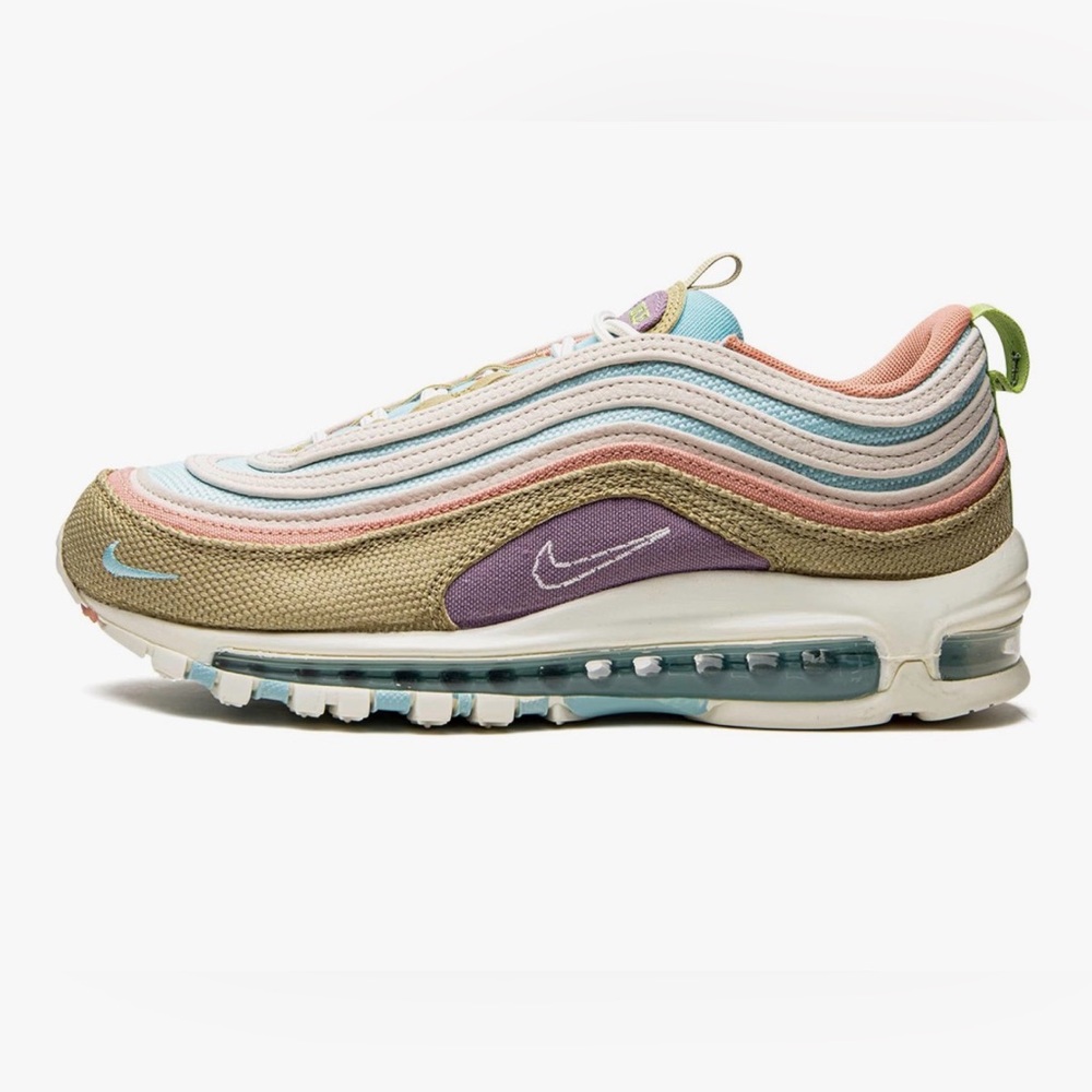 Nike Air Max 97 SE Sun Club - Copa Wheat Grass size 6Y green tan blue coral